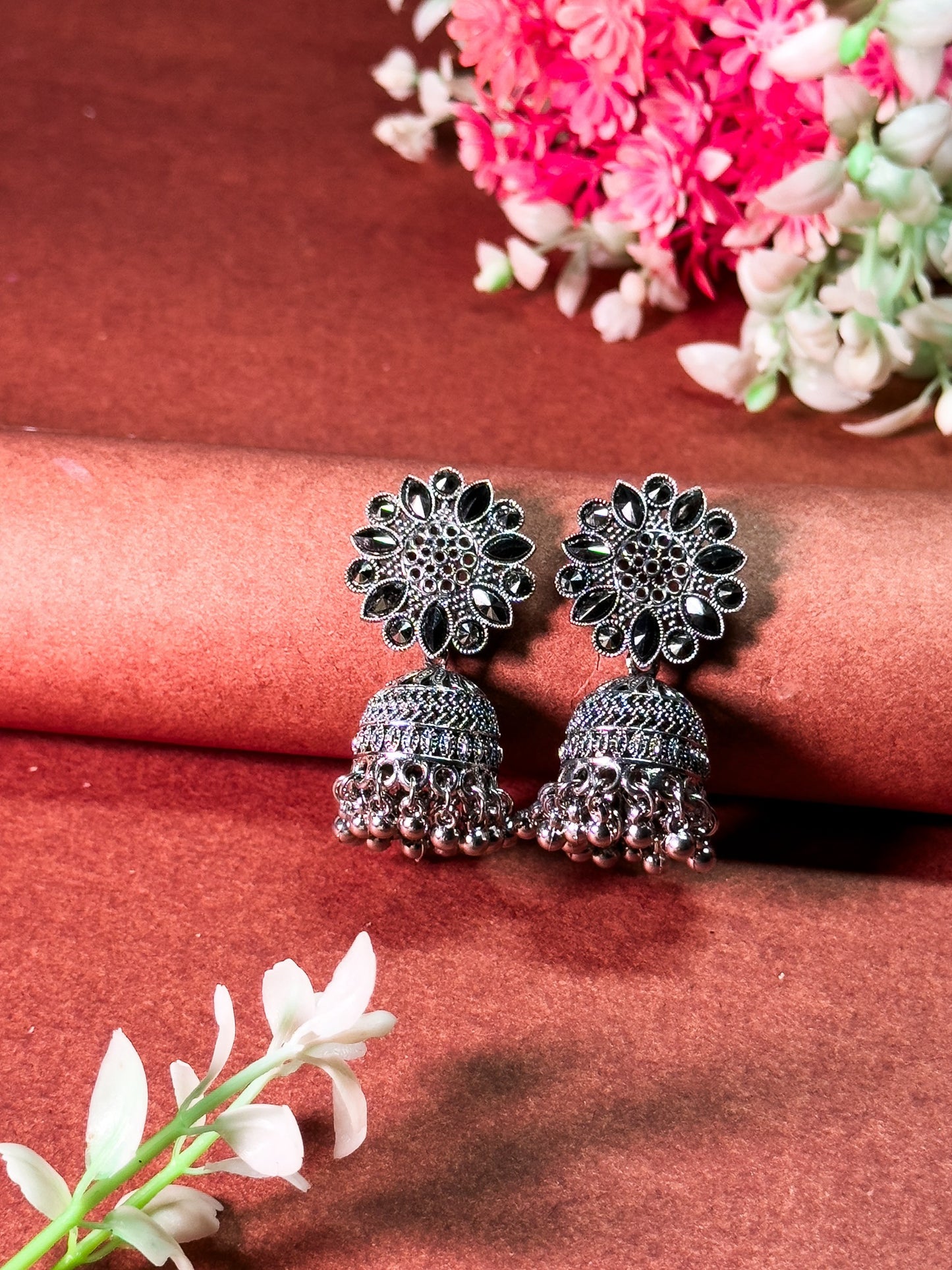 Antique Floral Jhumka Earrings